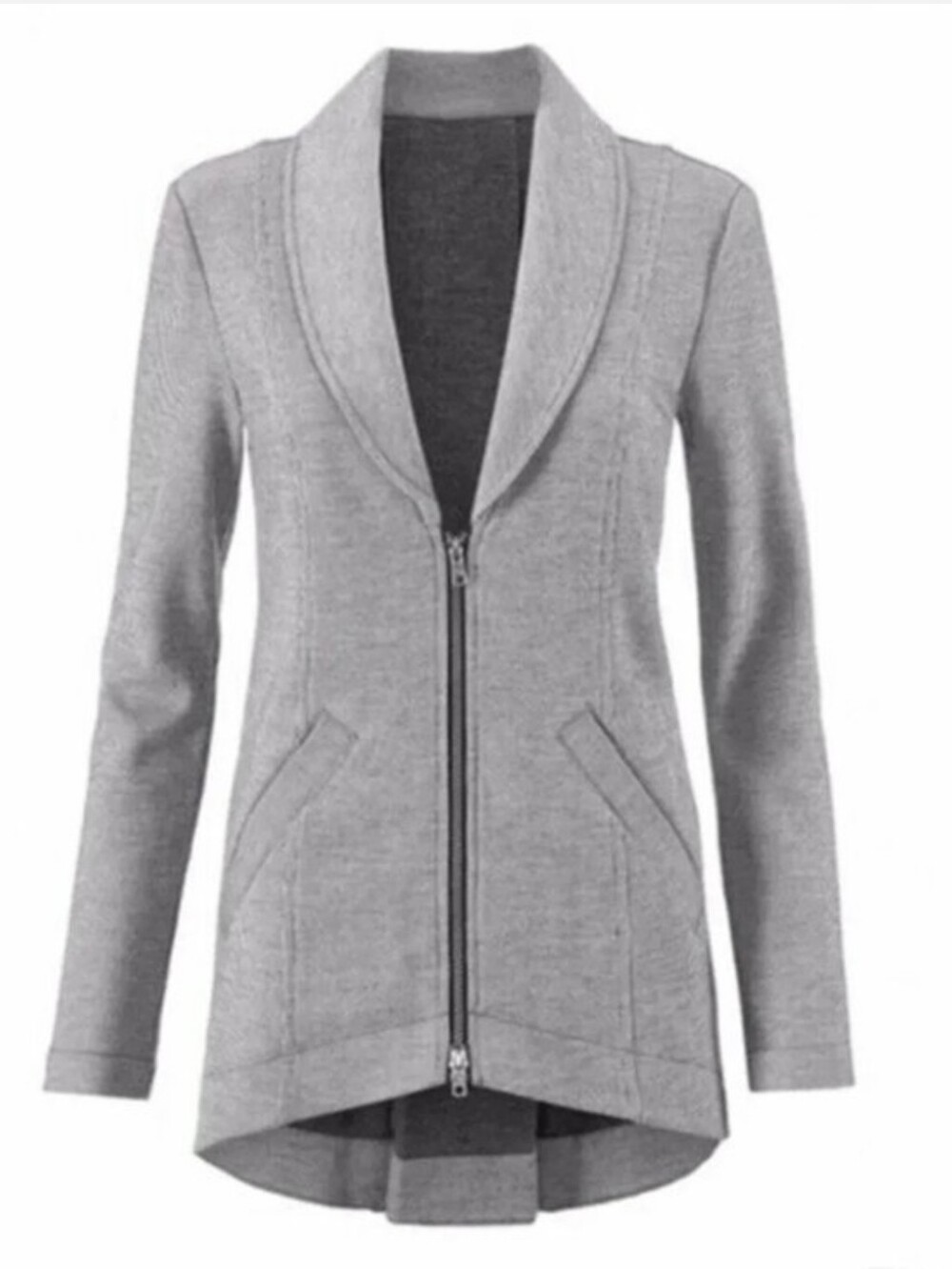 Cabi Drop Off Jacket Striped Zip Jacket Gray & Black Large